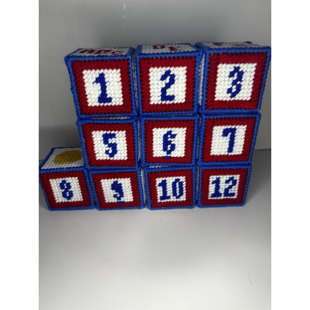 10 Vintage Crochet Granny Square ABC‎ Blocks Alphabet Pictures Numbers